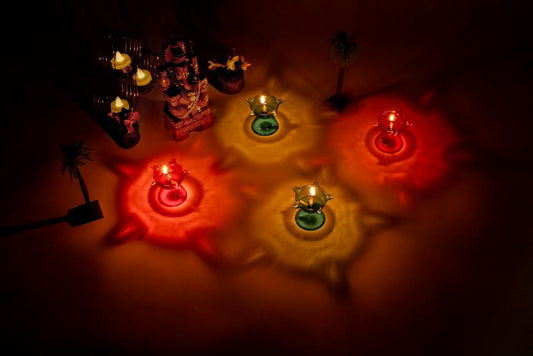 3D Reusable Reflective Shadow Colorful Diya (Pack of 5)