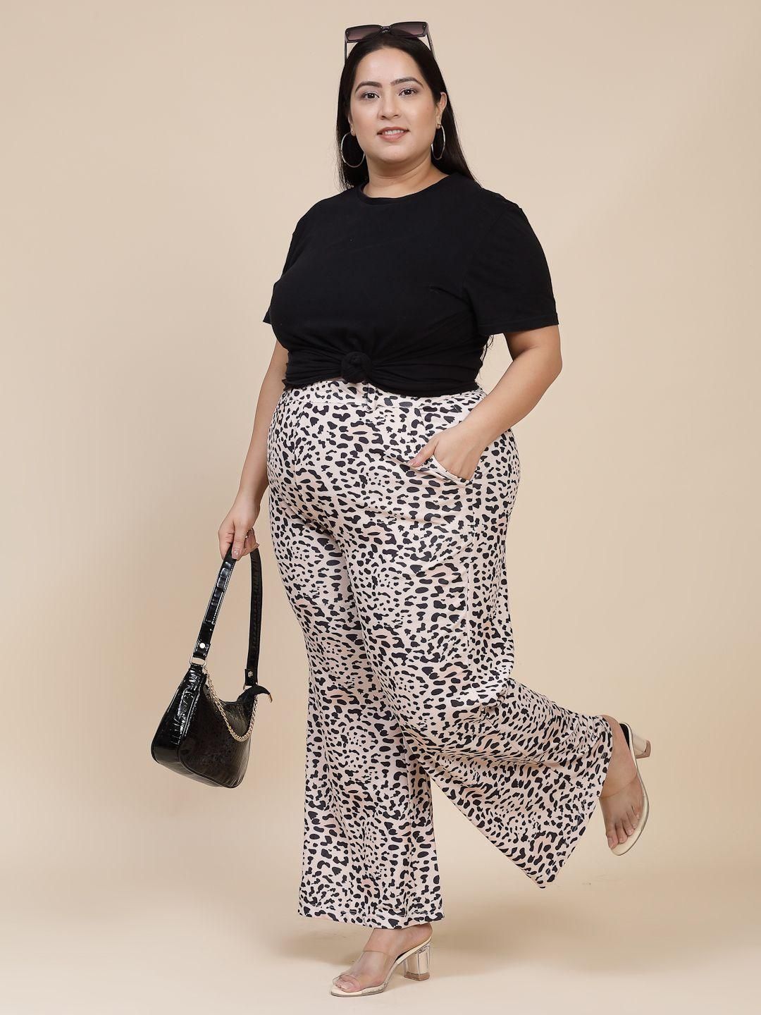 Flambeur Women's Plus Size Casual Animal Print Trouser