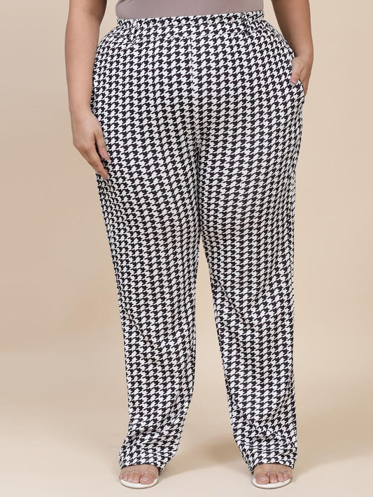 Flambeur Women's Plus Size Casual Printed Trouser