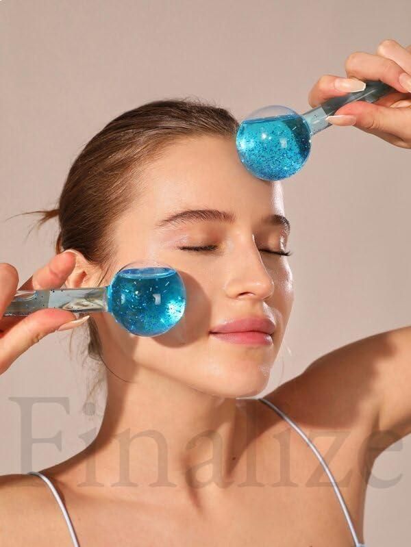 2pcs Crystal Ice Ball for Facials - Reduce Puffiness and Tighten Skin with Beauty Cooling Massage Tool