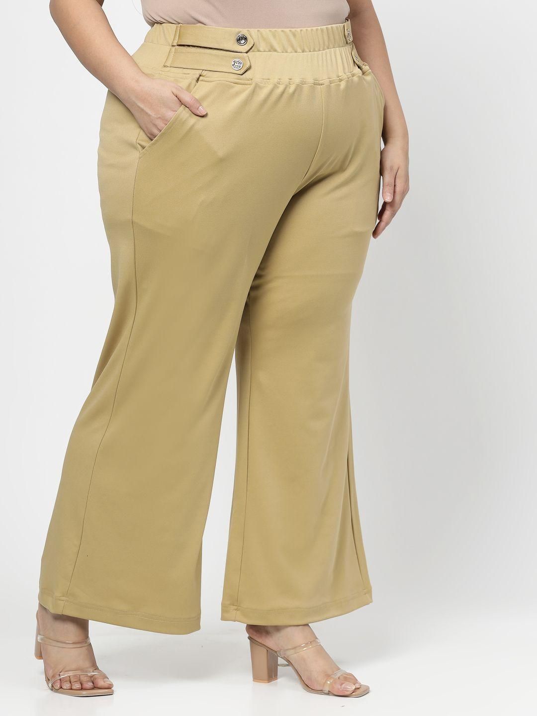 Flambeur Women's Plus Size Casual Solid Trouser