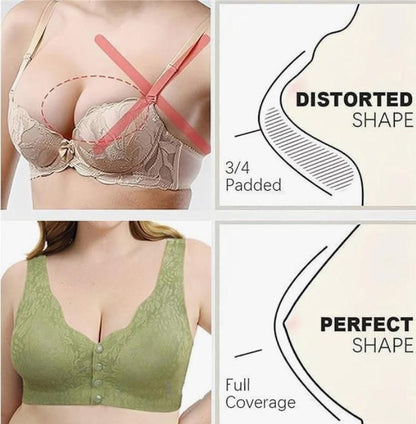 Women's Cotton Spandex Padded Front Open Feeding Bra Maternity Baby Nursing