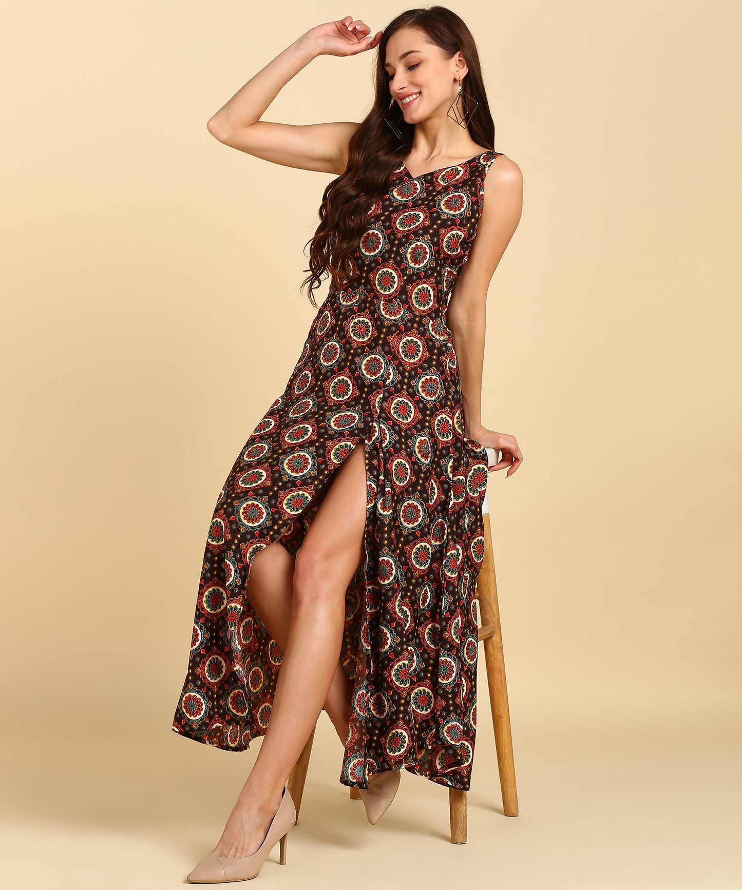 Latest Printed American Crepe Floor Length Kurti