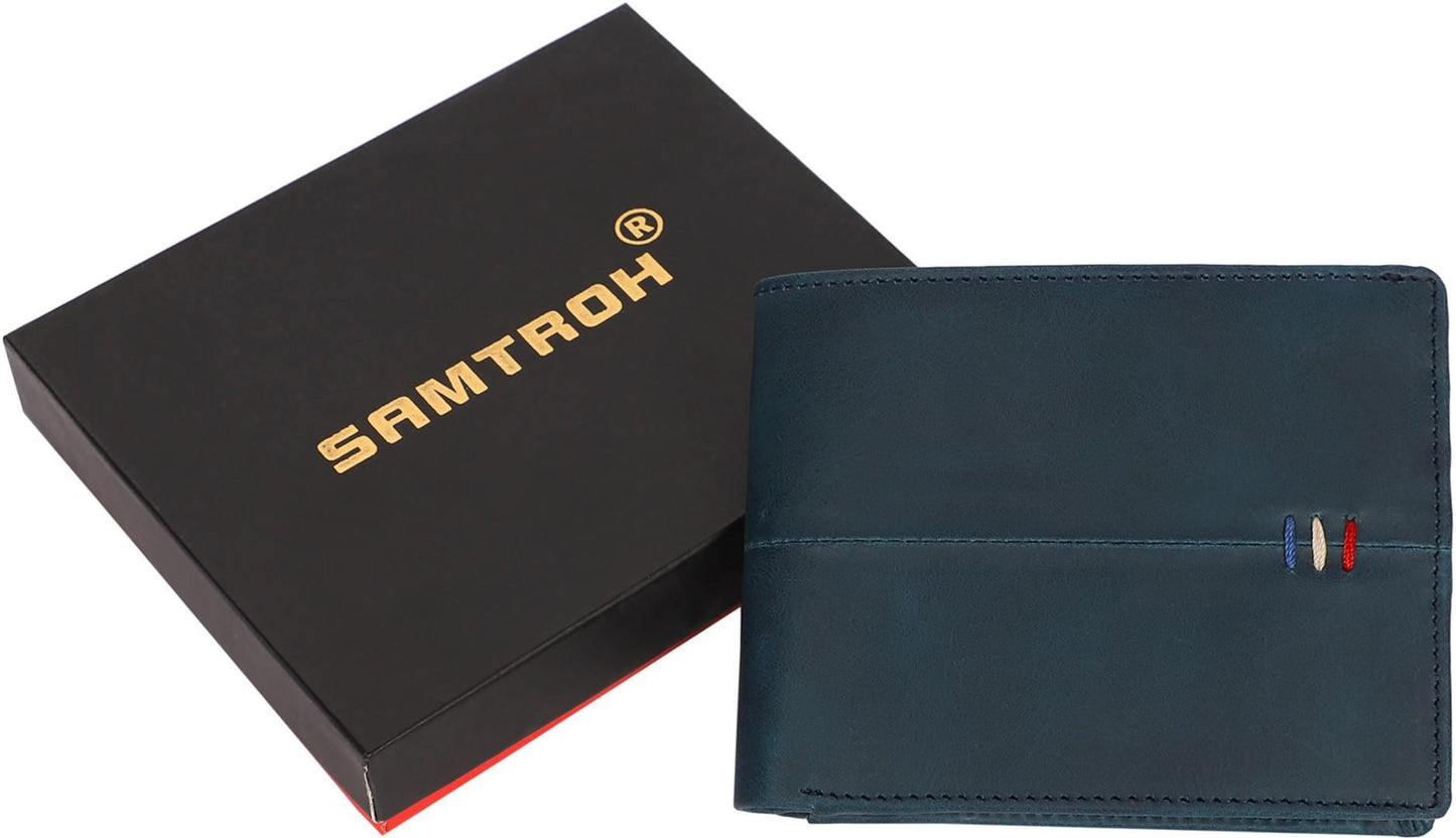 SAMTROH Boys Formal Blue Artificial Leather Wallet (8 Card Slots)