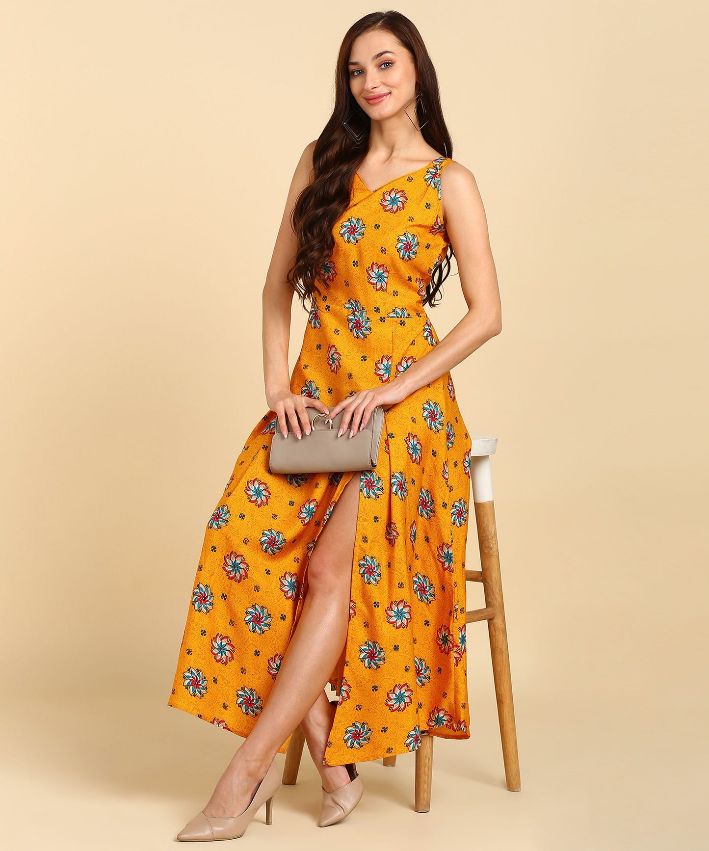 Latest Printed American Crepe Floor Length Kurti