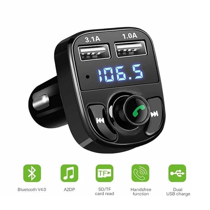 Hands-Free Wireless Bluetooth -Transmitter 2.1 A Dual USB Port