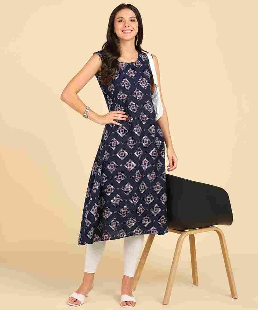 Women's Casual Wear Sleeveless Round Long Kurtis