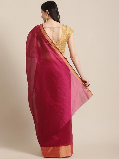 Luxurious Solid Silk Sarees With Zari Border