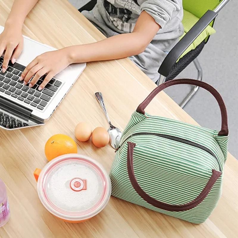 Waterproof Nylon Zipper Portable Oxford Lunch Bag for Women