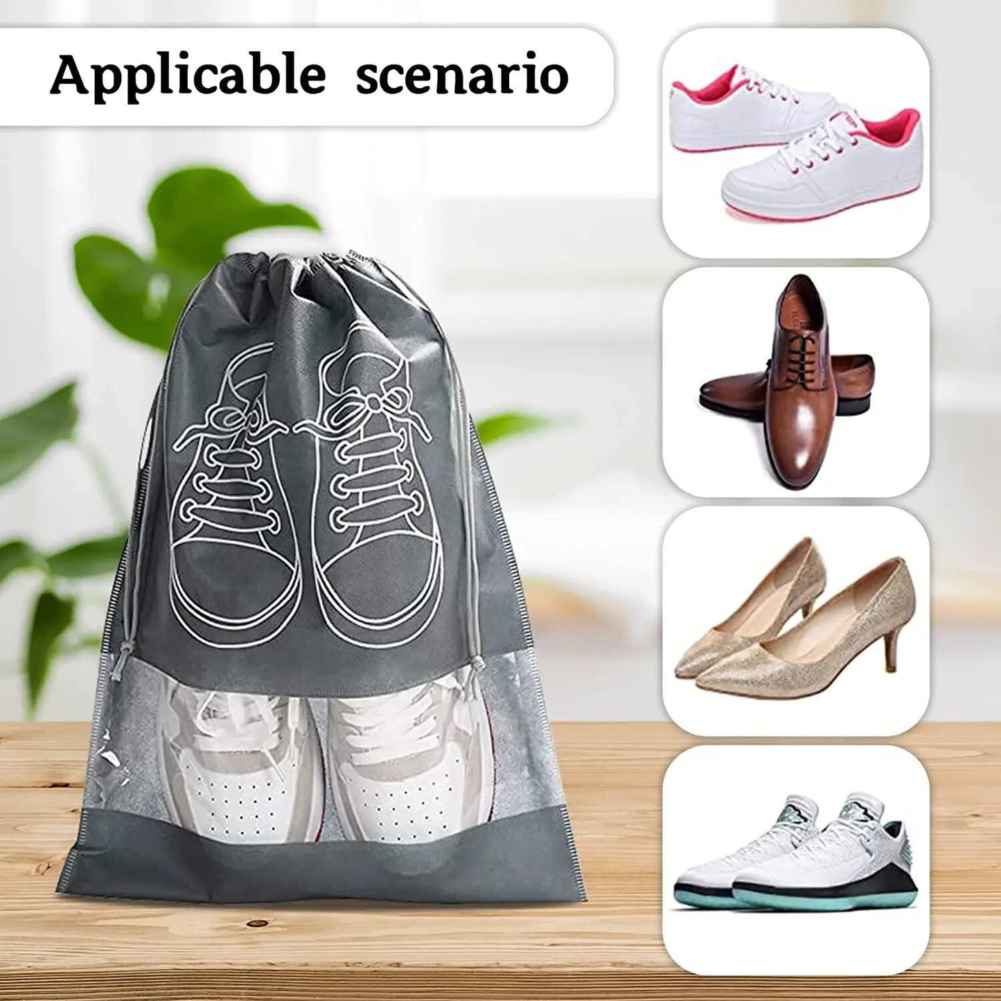 Shoe Bag - Transparent Window Portable Travel Dust-Proof Shoe Bags