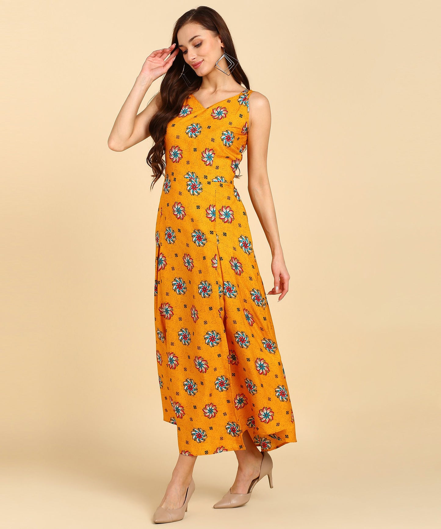 Latest Printed American Crepe Floor Length Kurti