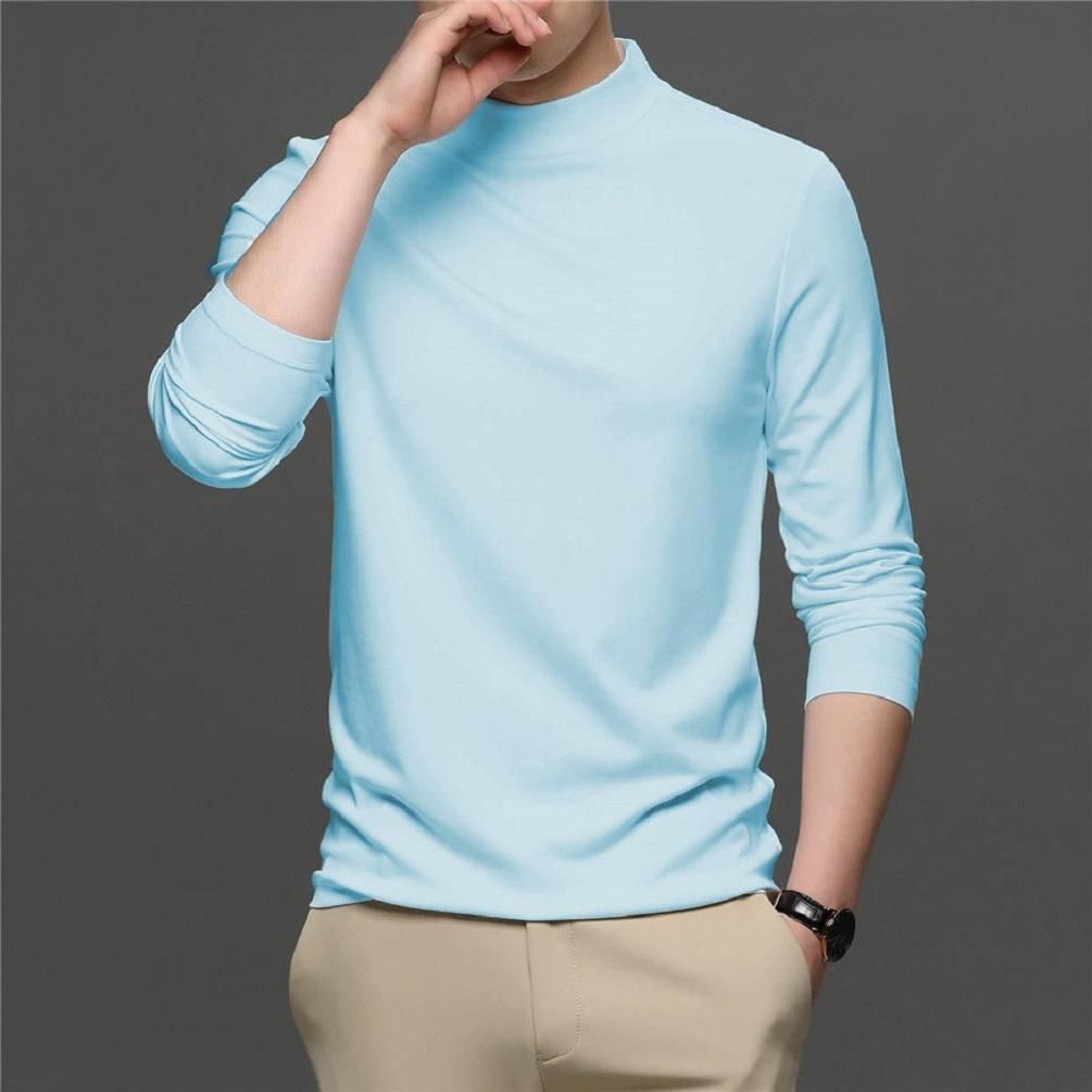 Polyester Solid Full Sleeves Mens Round Neck T-Shirt