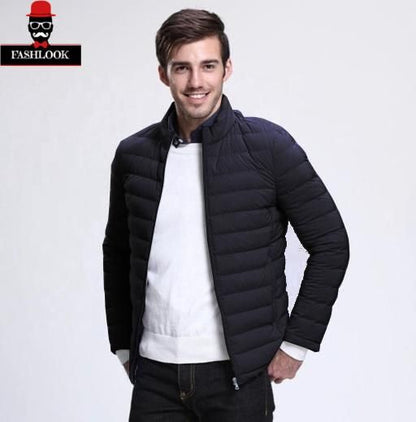 Men's Solid Polyester Puffer Jacket