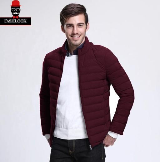 Men's Solid Polyester Puffer Jacket