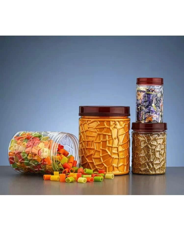 Line Print Plastic Pet Storage Jar And Container