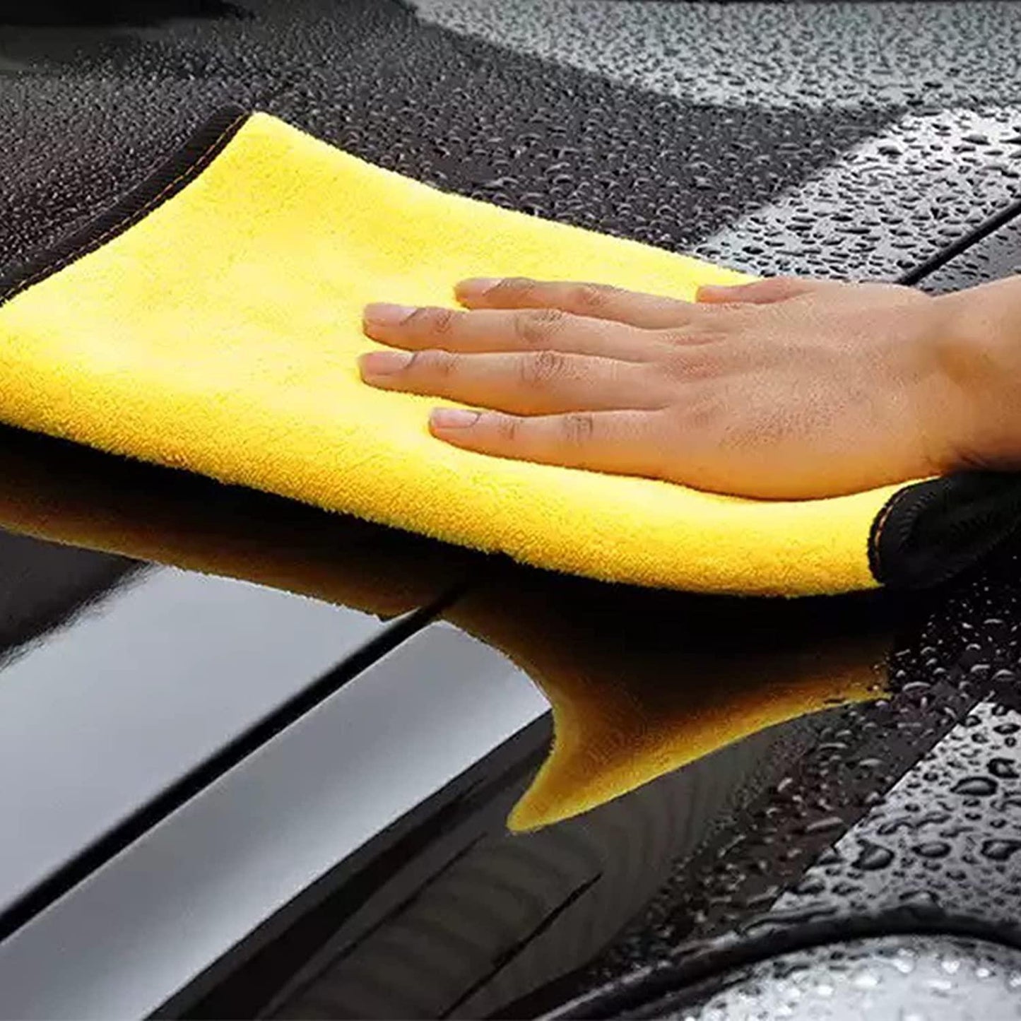 Microfibre Car Cloth (60x30 cm + 30x30 cm) ,Thick Plush Lint & Streak-Free Multipurpose Double-Sided Cloths Automotive Towels for Car Bike Cleaning Polishing Washing & Detailing (Pack of 2)